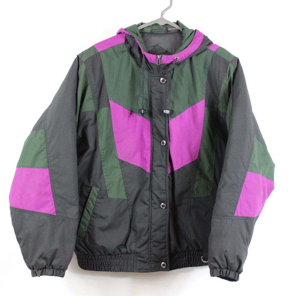 Men's Ski Snowboard Jacket - Black, Green & Purple